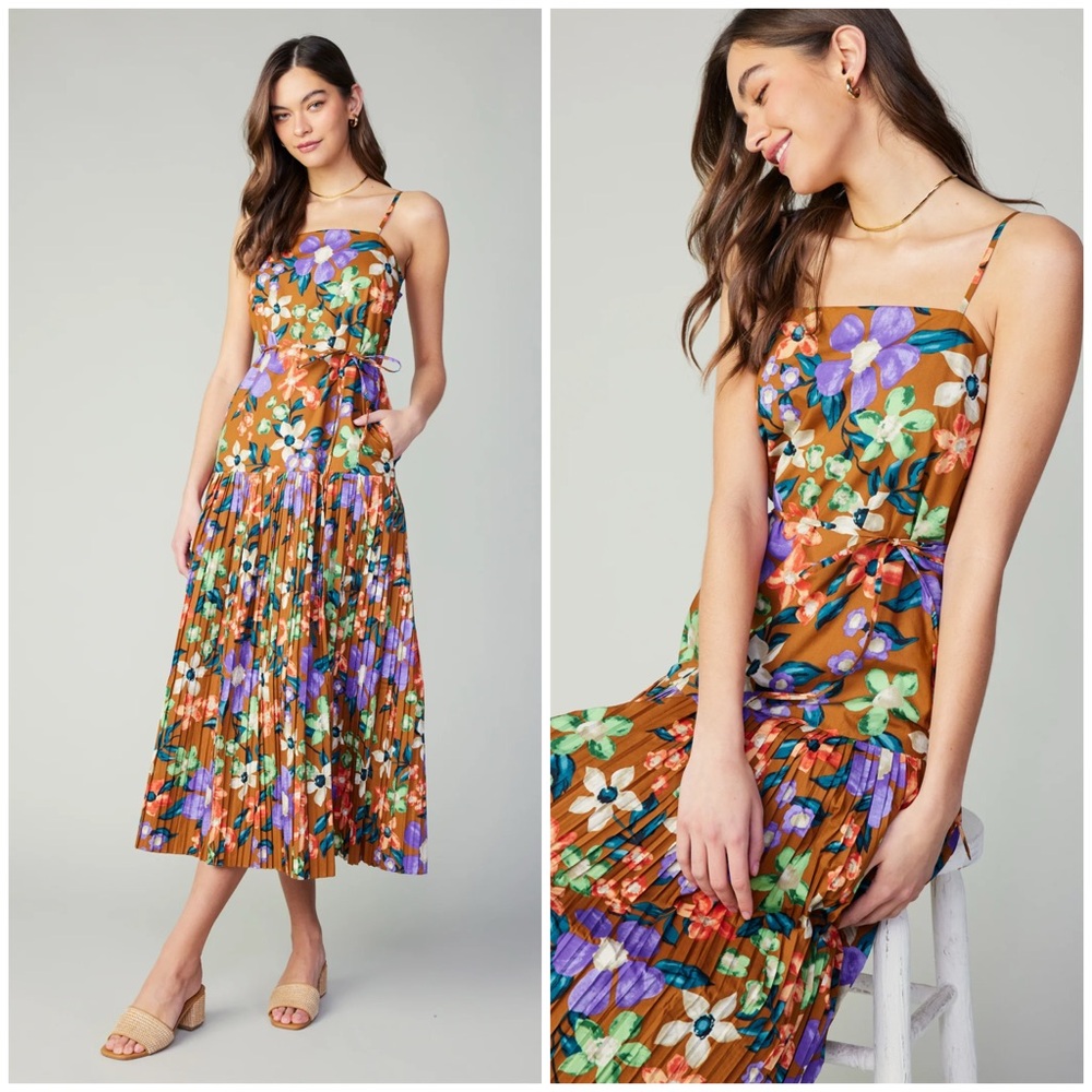 Current Air Floral Pleated Skirt Maxi Dress Size S NWT - Picture 1 of 14
